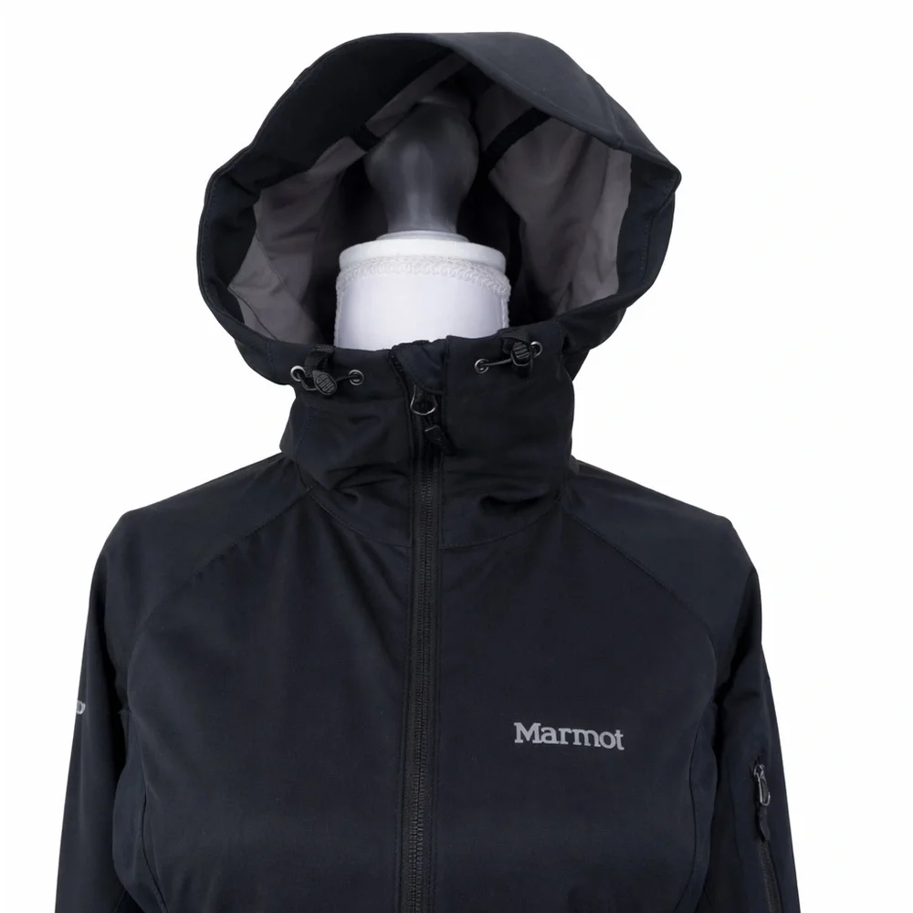 Marmot Windstopper Jacket Womens Small Black Hooded Softshell - Picture 2 of 8
